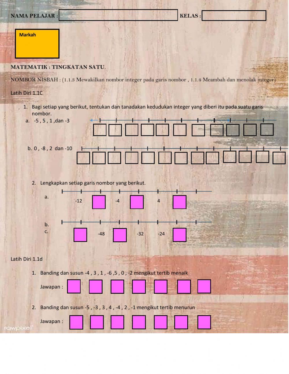 Nombor Nisbah : Integer