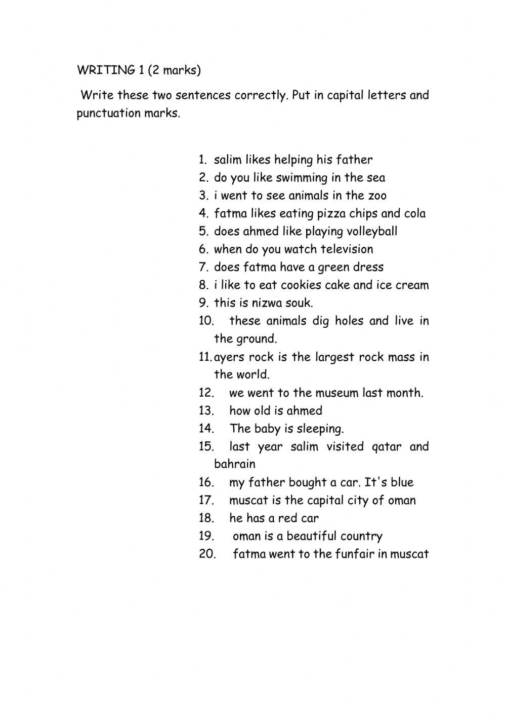 Writing grade 5 worksheet | Live Worksheets