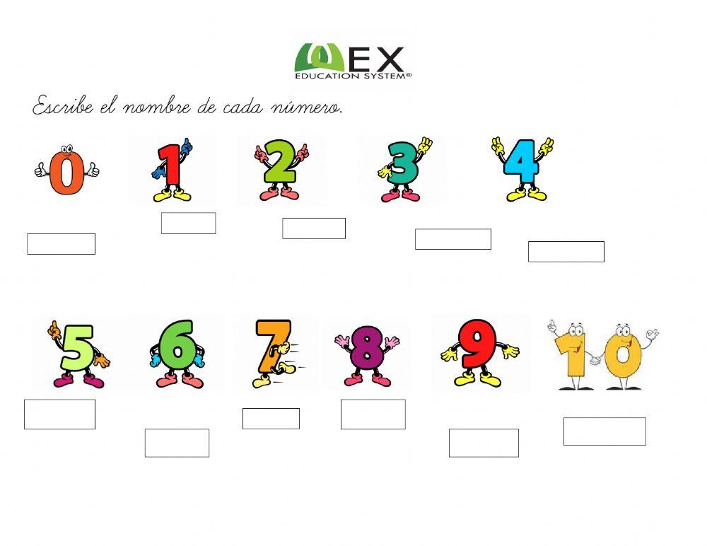 Escritura de números del 0 al 10