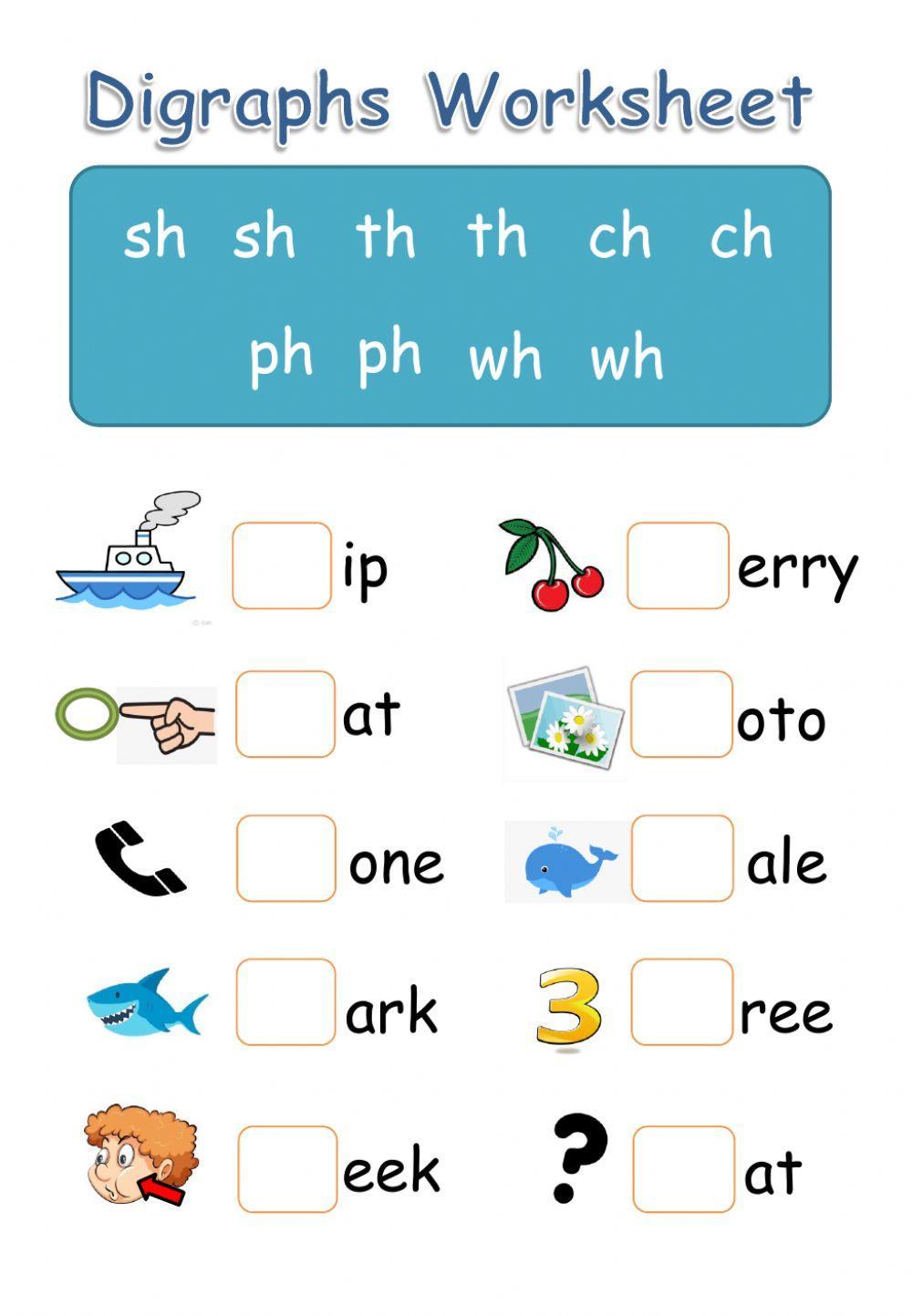 Digraphs - SH, TH, CH, PH, WH