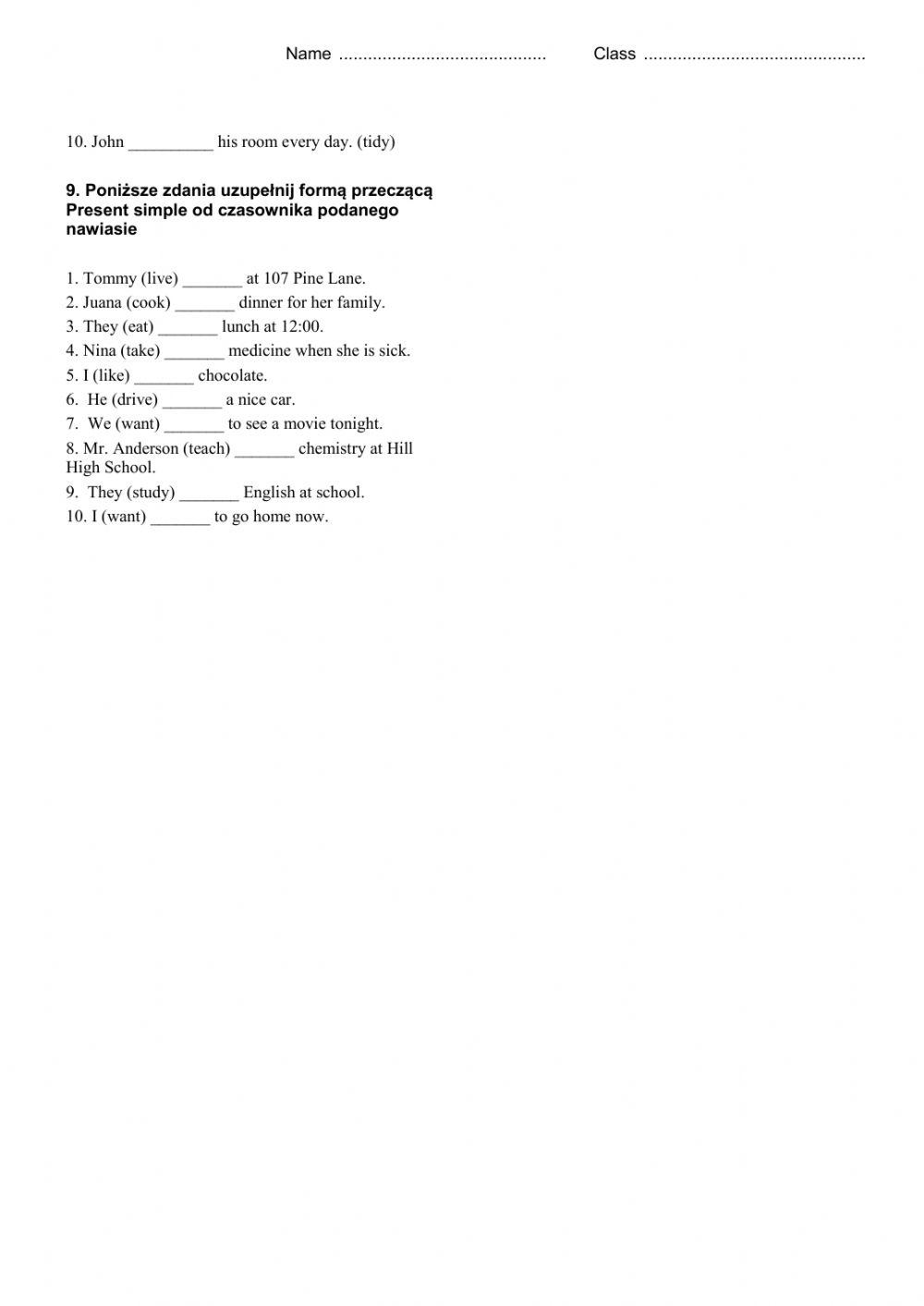 Unit 2 test present simple questions