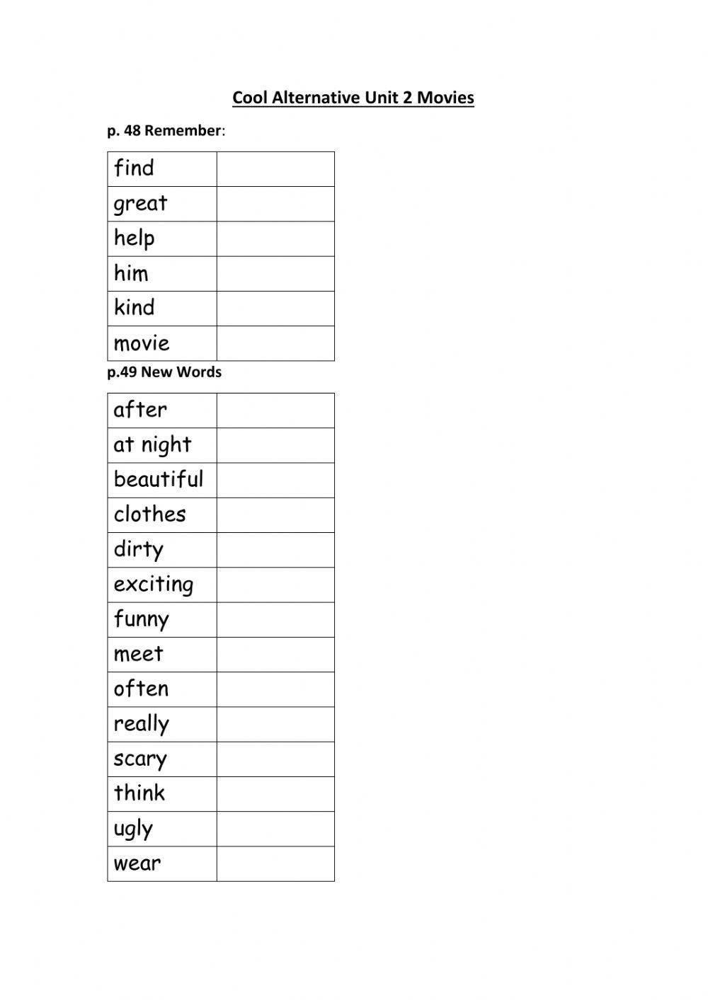 Cool Alternative Unit 2 Movies