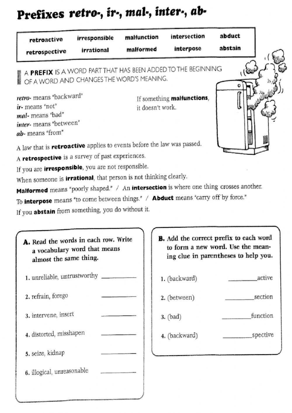Vocabulary- Prefixes. Practice 4