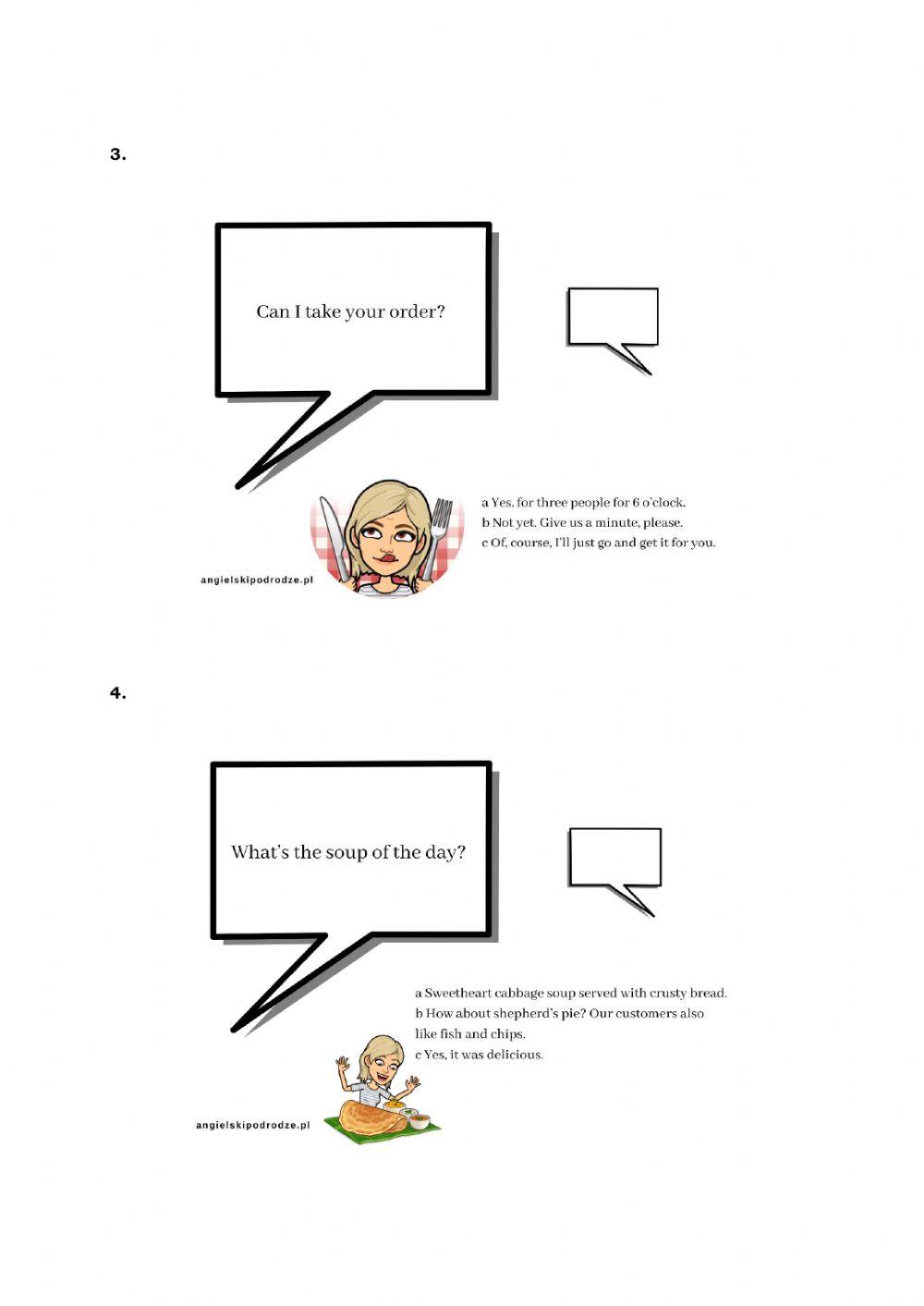 Egzamin ósmoklasisty - Language functions - At a restaurant
