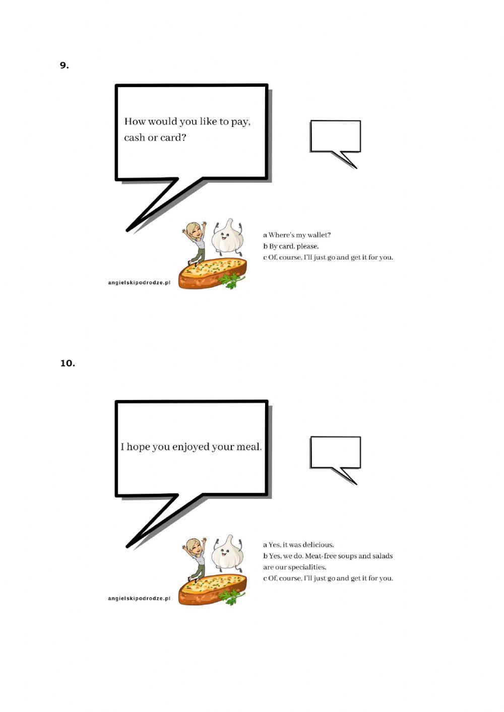 Egzamin ósmoklasisty - Language functions - At a restaurant