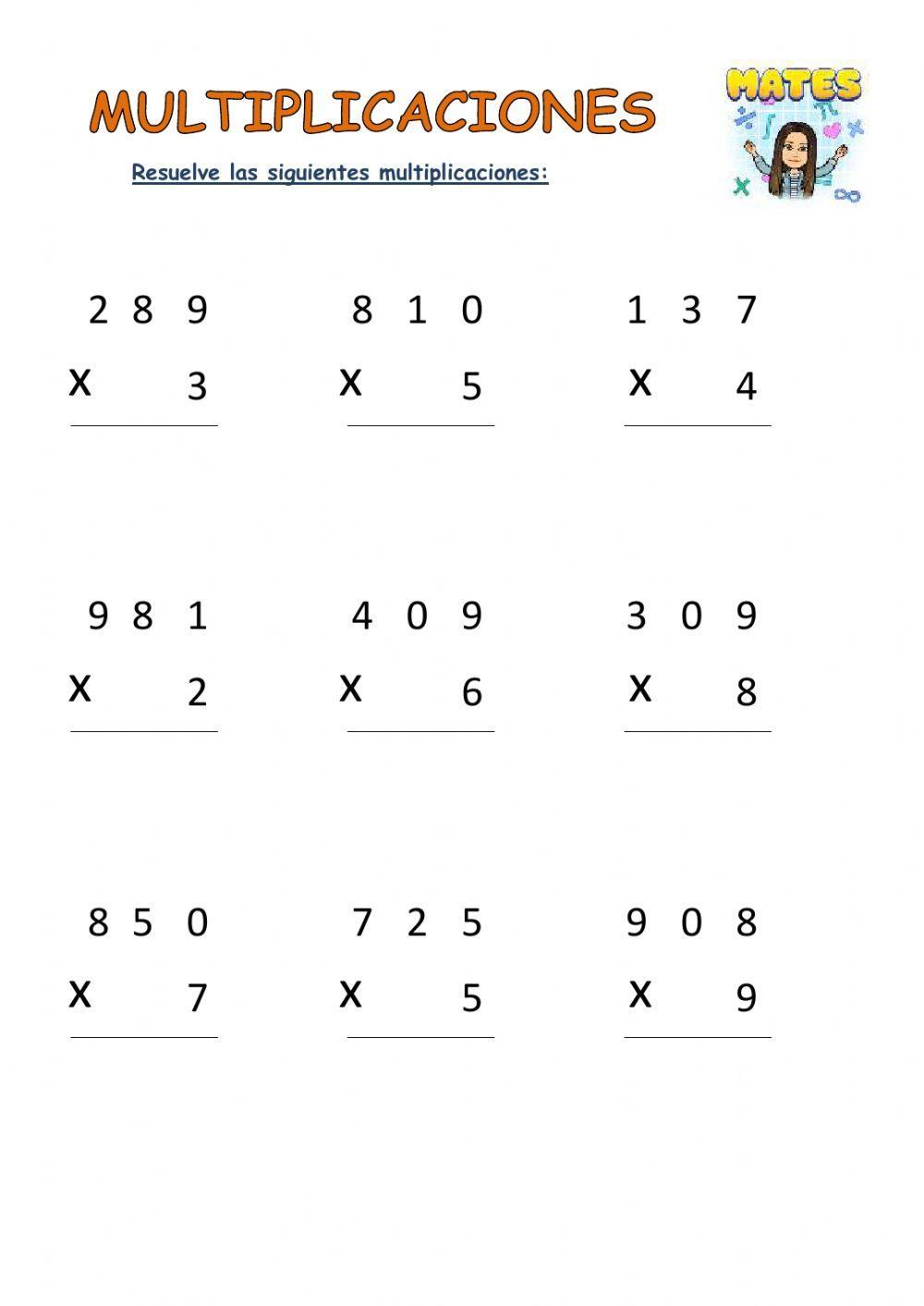 Multiplicaciones por una cifra