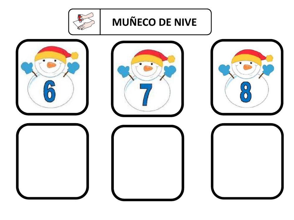 Numeración muñecos de nieve (6,7 y 8)