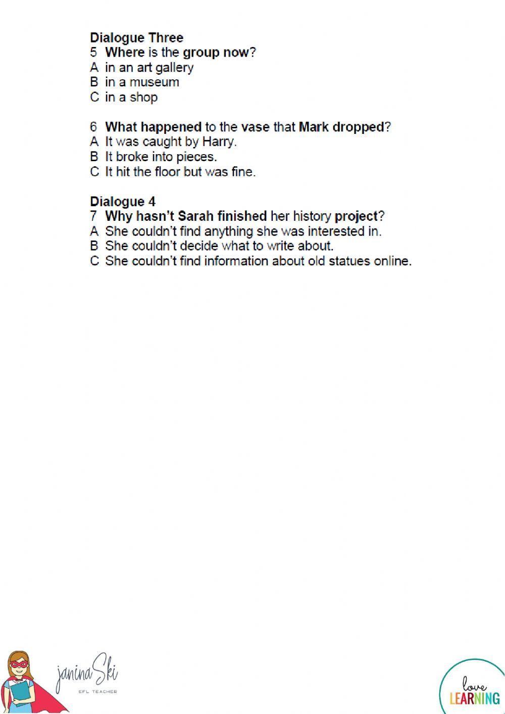 Listening Practice Wider World 3 Units 8 & 9