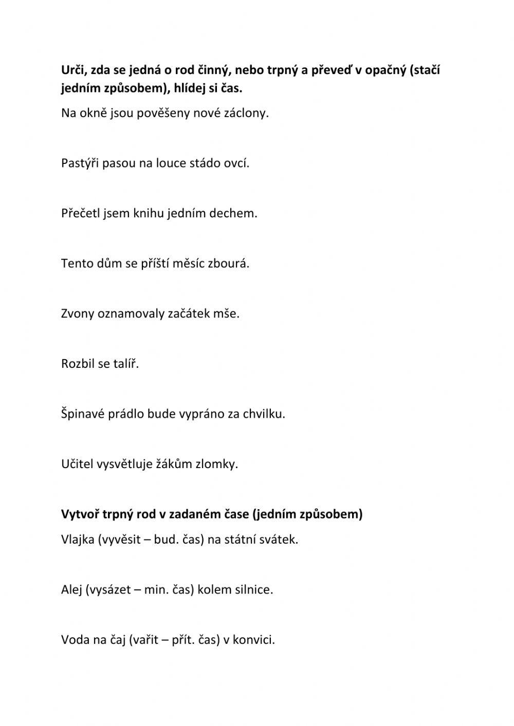 Činný a trpný rod (test)