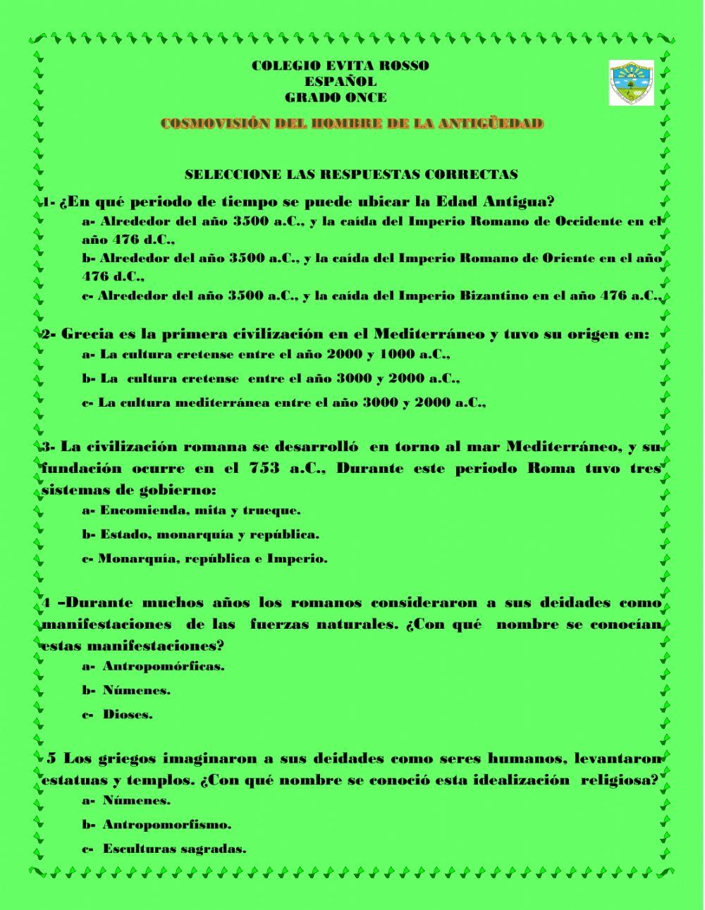 Cosmovisión del hombre de la Antigüedad