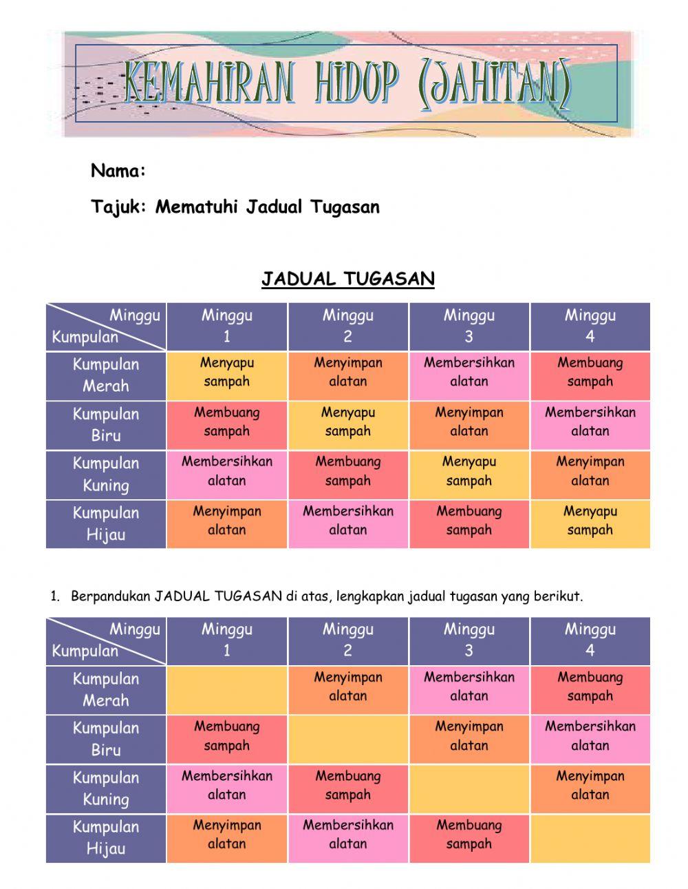 Jadual Tugasan
