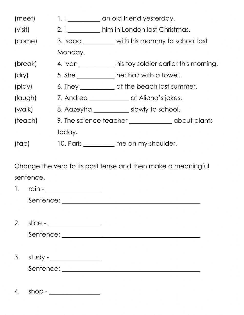 Simple Past Tense Simple Past Tense
