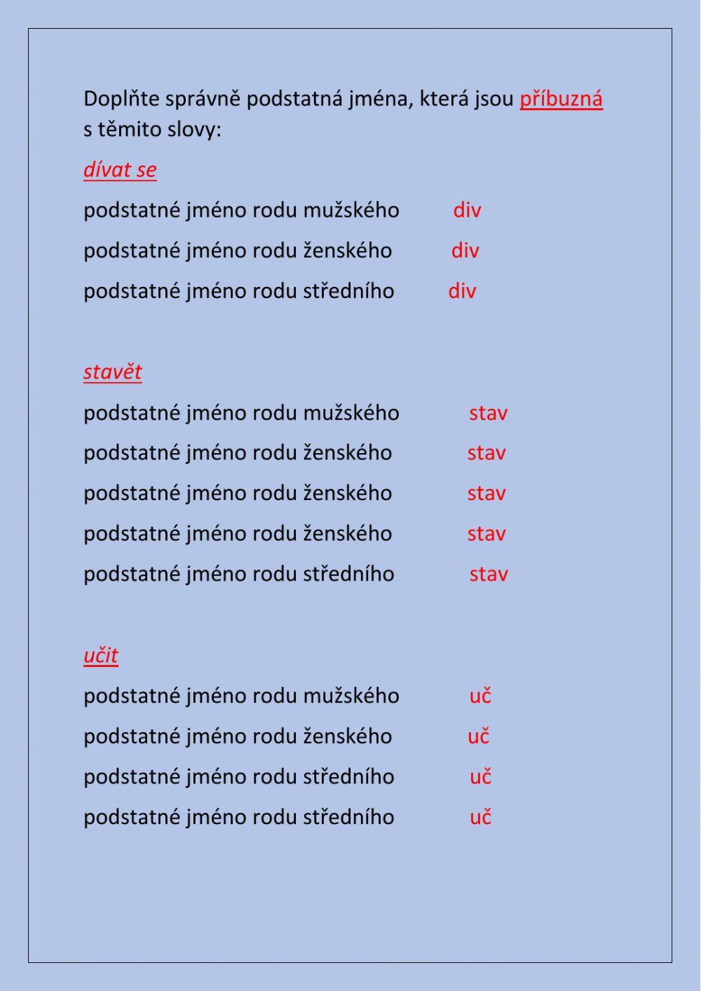 Slova příbuzná, pravopis