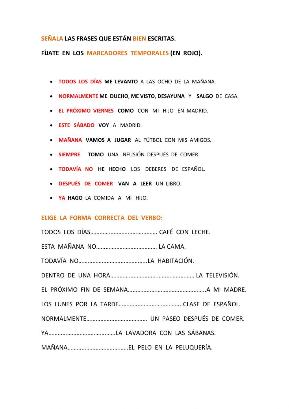 Presente pasado futuro verbos