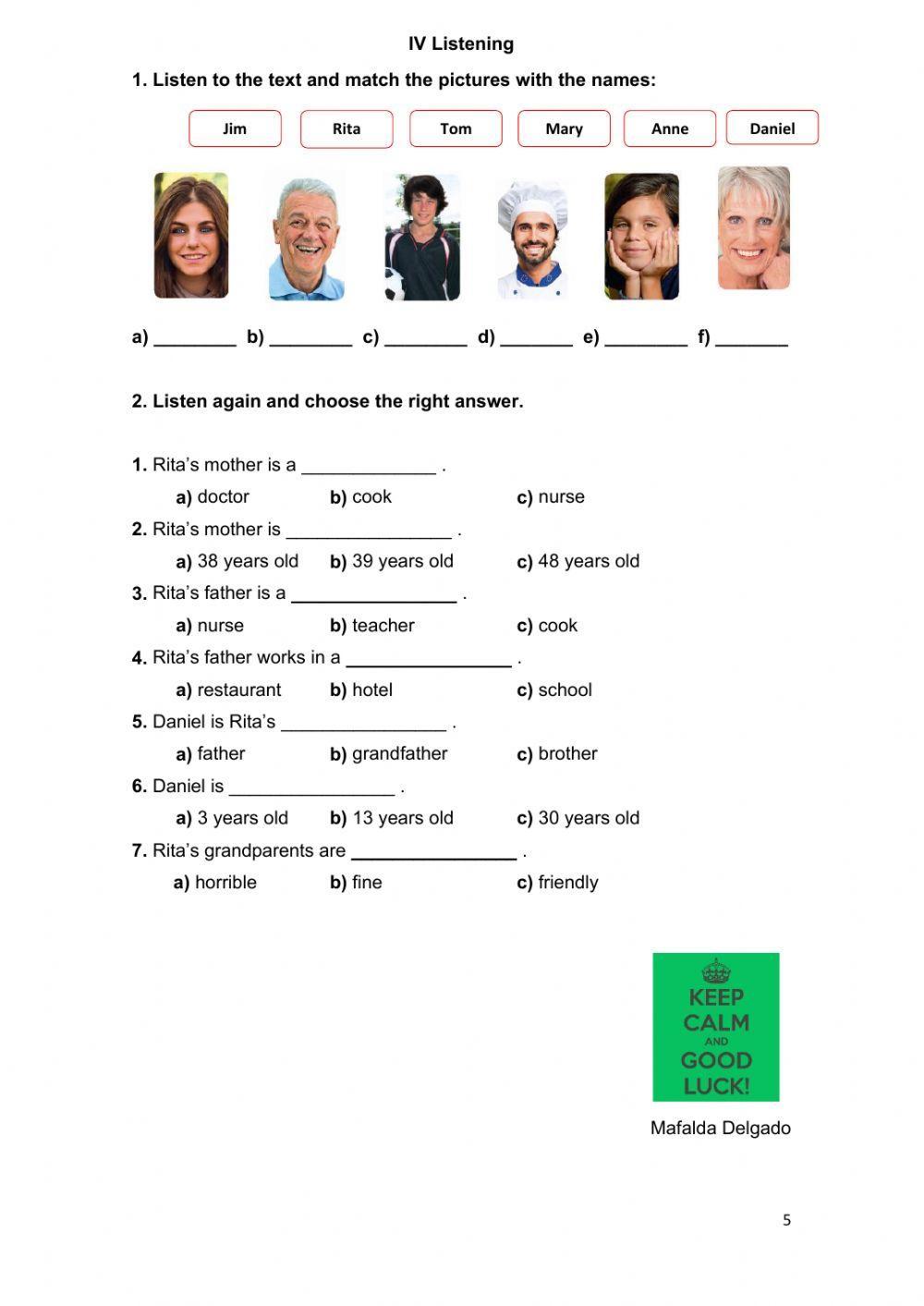 English Test - 5th year