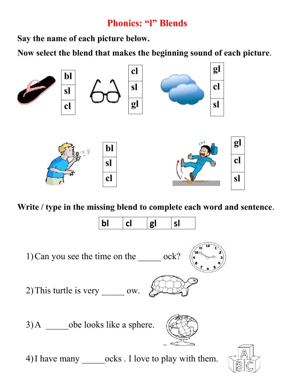 Consonant Blends - l blends