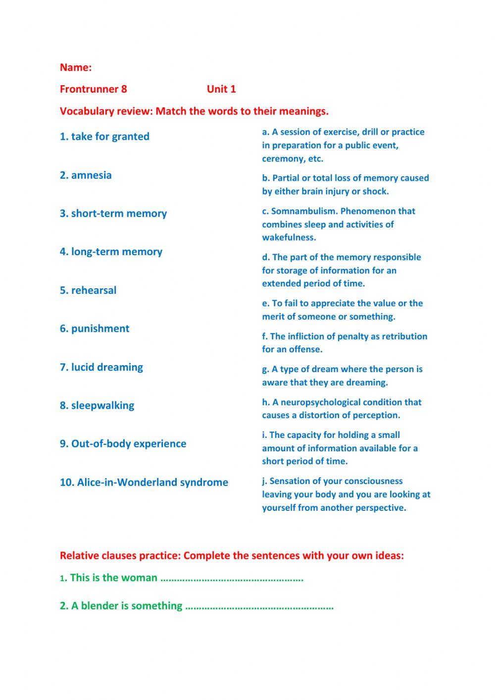 Frontrunner 8 Unit 1 test