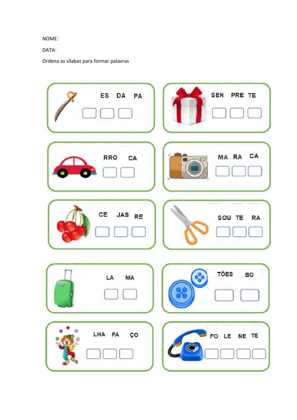 Ordena sílabas da palavra