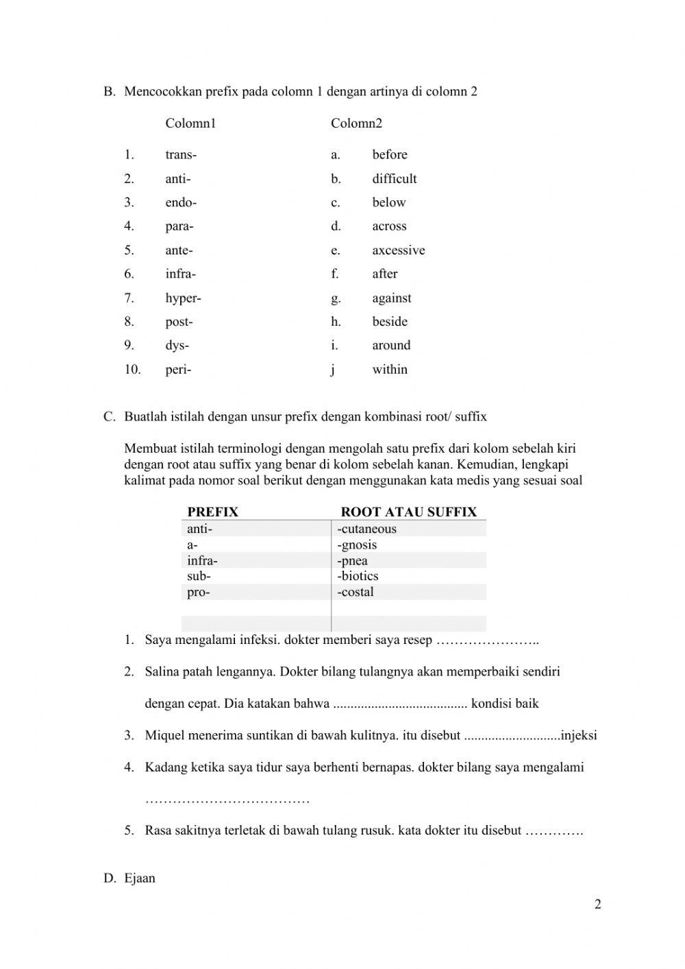Tm Worksheet