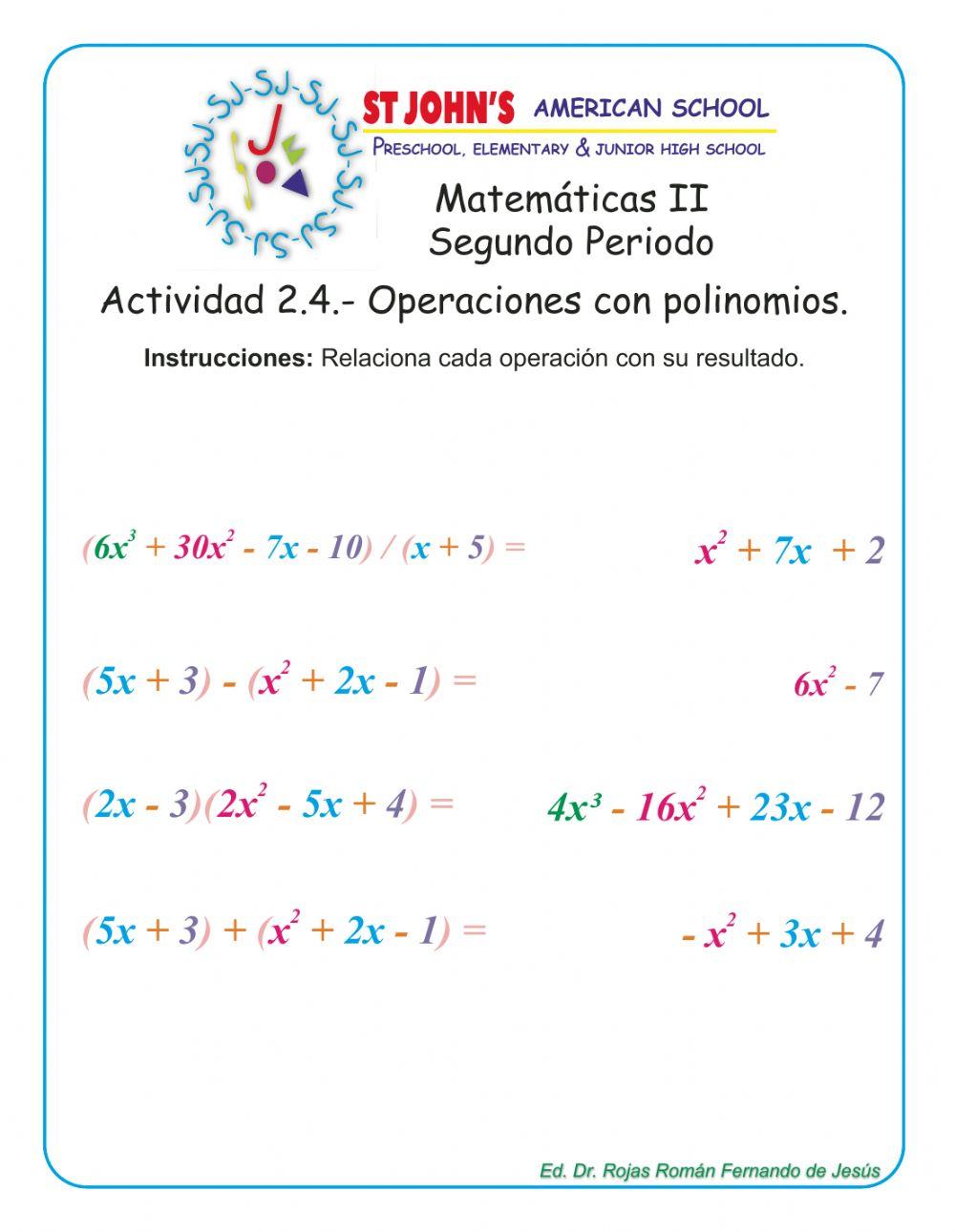 Operaciones con polinomios