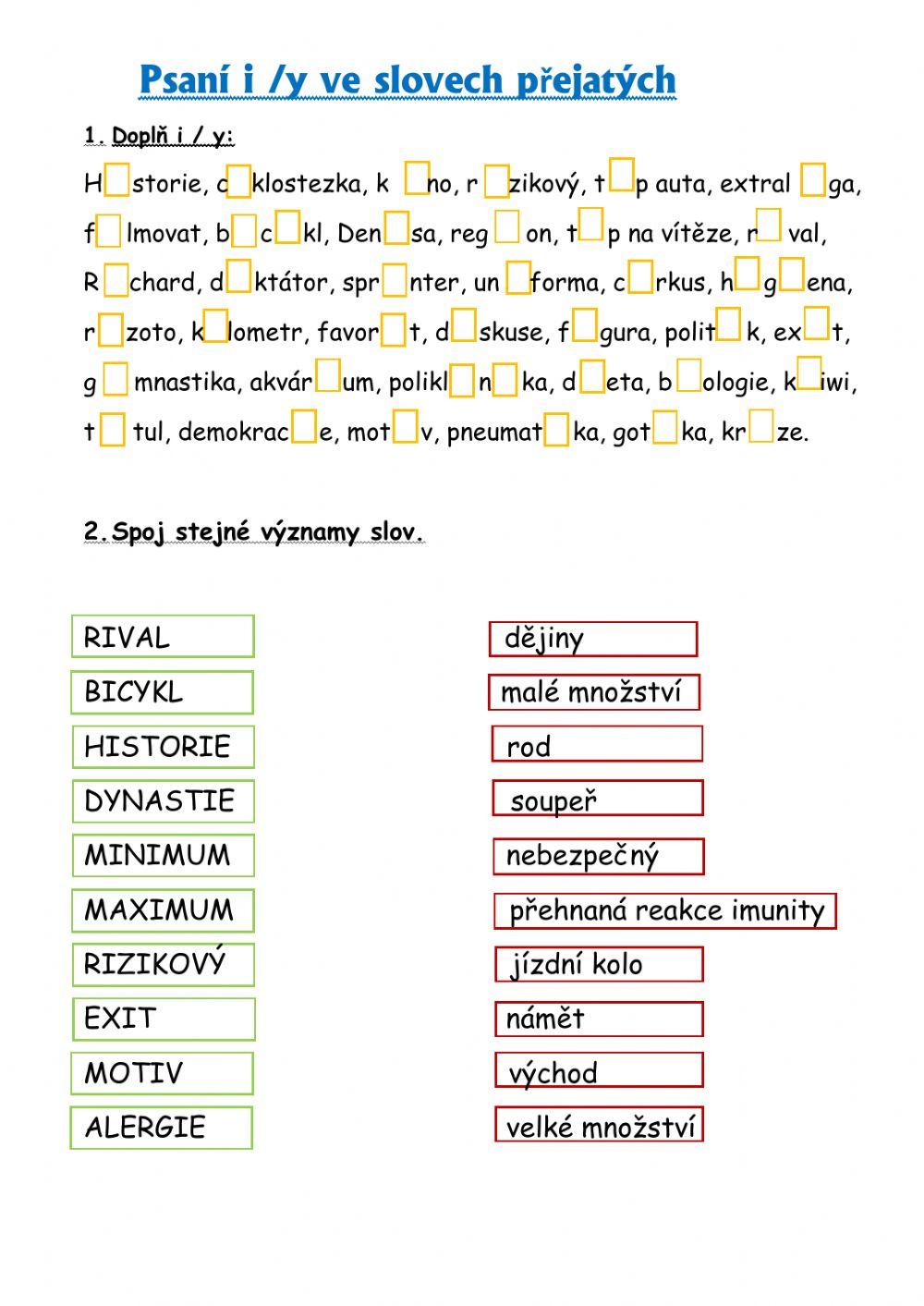 Psaní i-y ve slovech přejatých