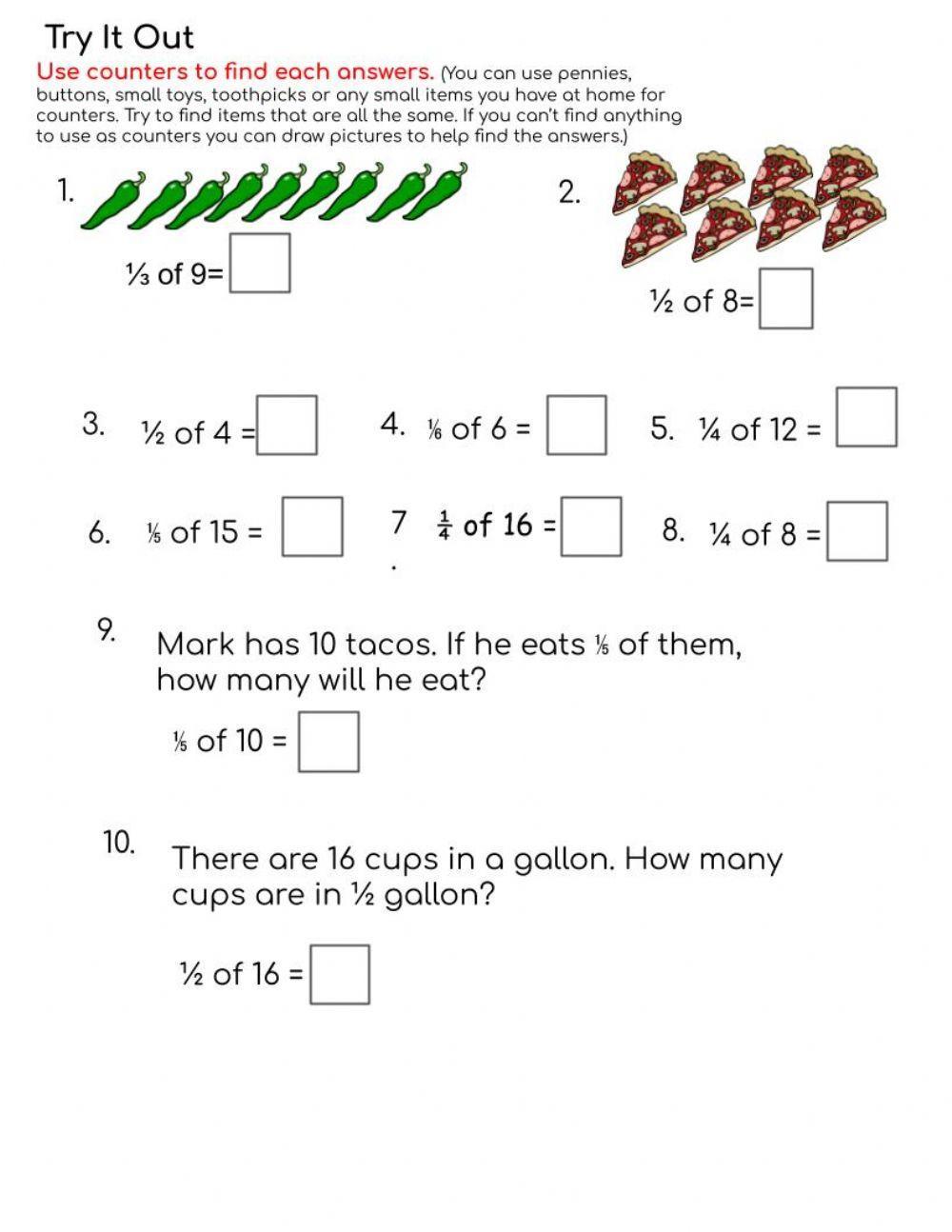 Finding Fractional Parts of Set page 2