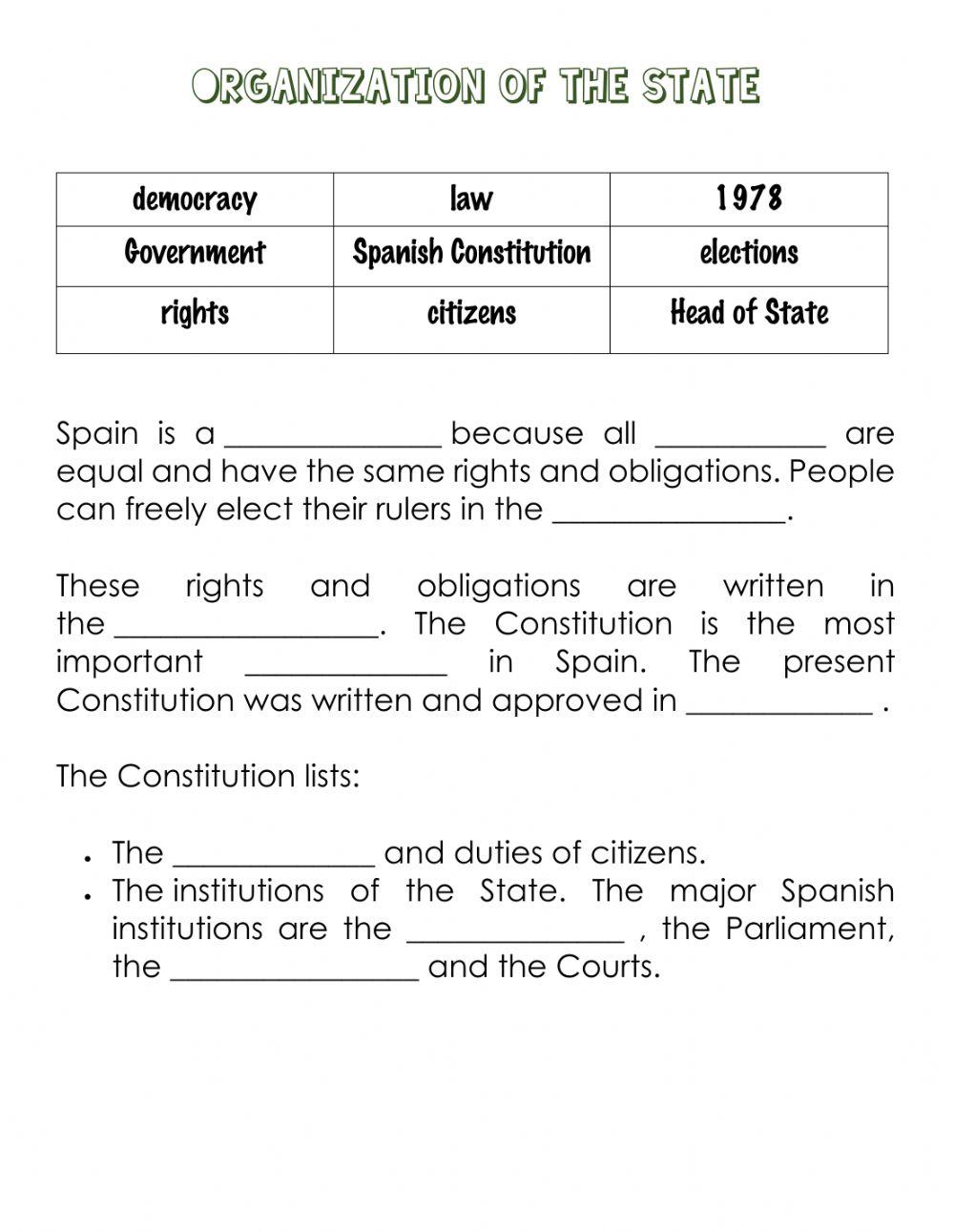 Organization of the State I