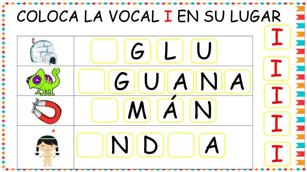 Coloca la letra i en su lugar