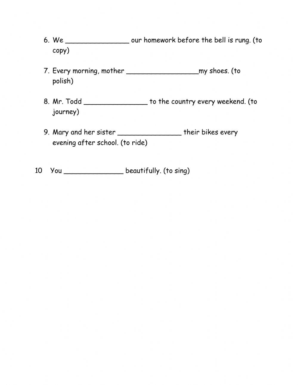 Present Tense Verbs exercise Live Worksheets