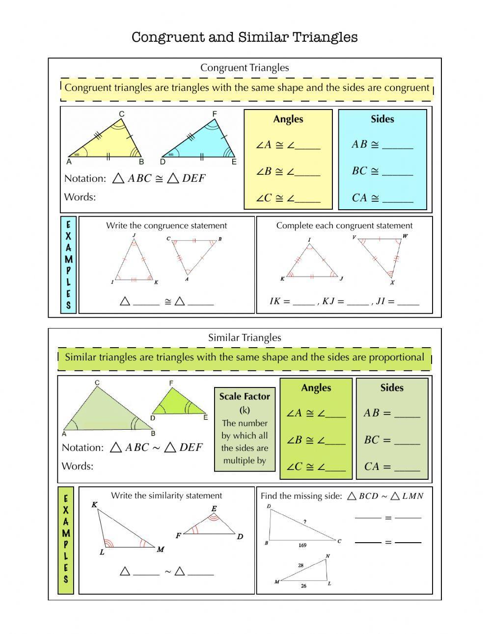 Congruent and Similar Triangles Notes