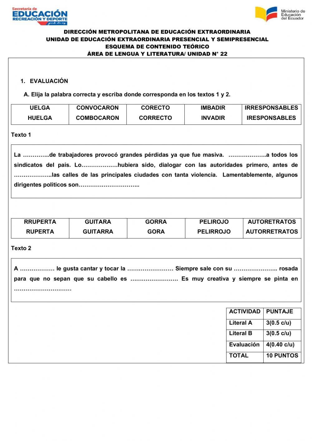 Lengua y Literatura Unidad 22