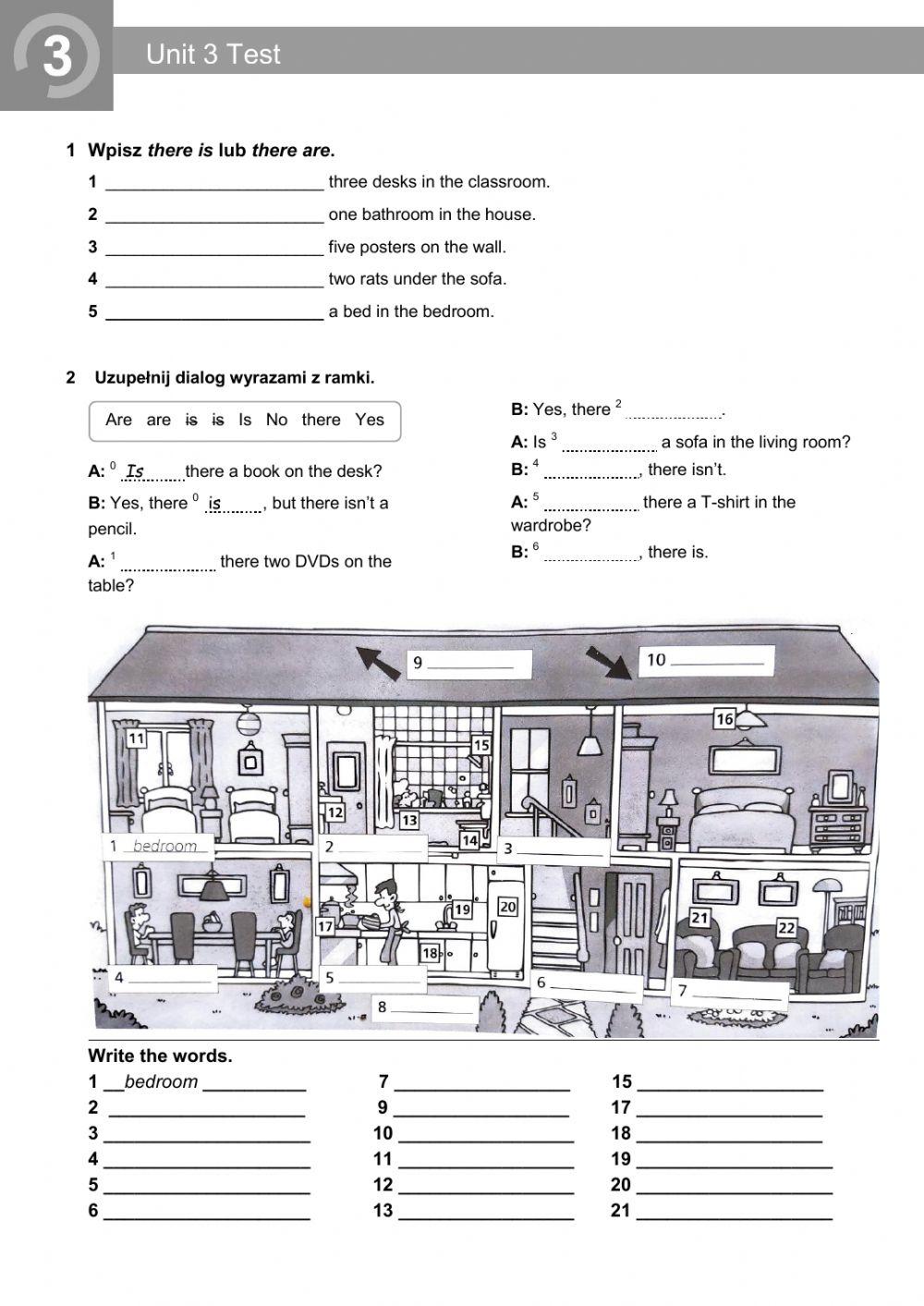 English Class A1 Unit 3Test