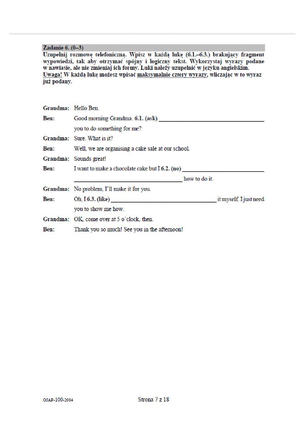 Egzamin Ósmoklasisty CKE probny 23 kwietnia 2020 wersja X - A.Soszka - od ćw. 6 ćwiczenia