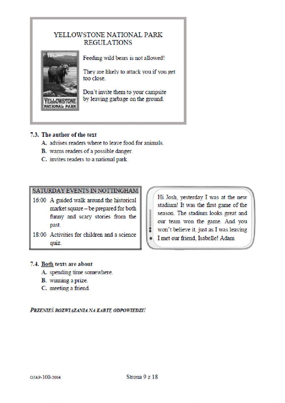 Egzamin Ósmoklasisty CKE probny 23 kwietnia 2020 wersja X - A.Soszka - od ćw. 6 ćwiczenia