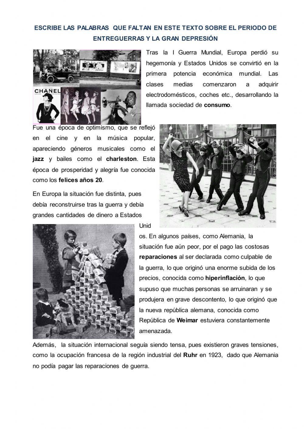 El mundo de entreguerras y Gran Depresión