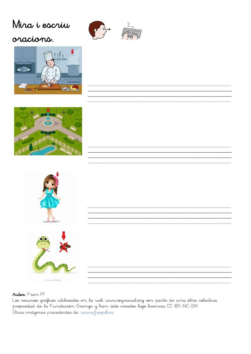 Escriure oracions amb paraules amb s. (amb so)