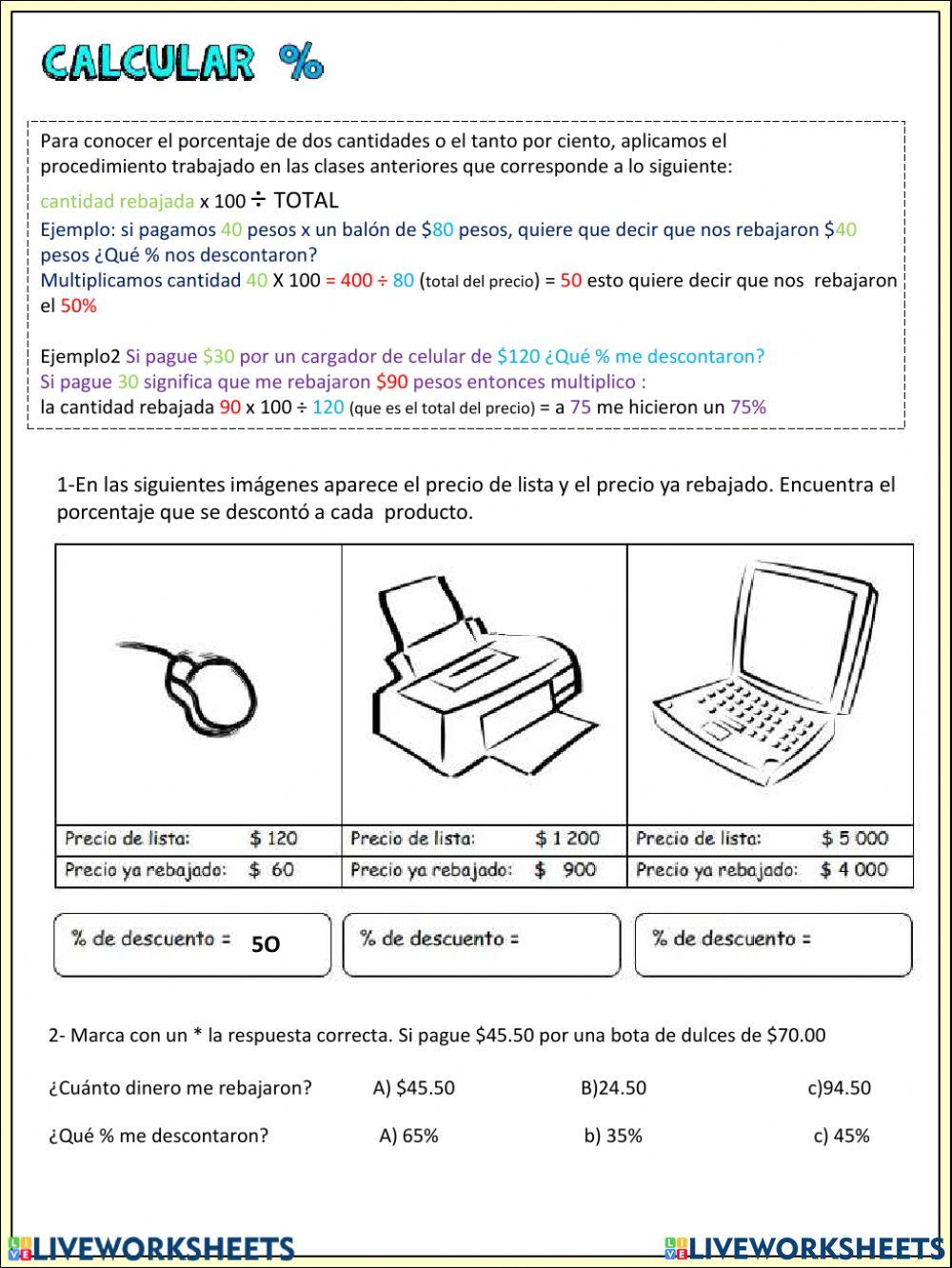 Porcentae con regla de 3