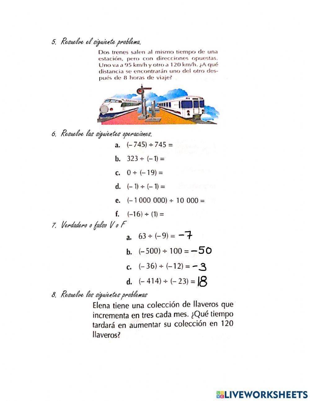 Multiplicación y división de enteros