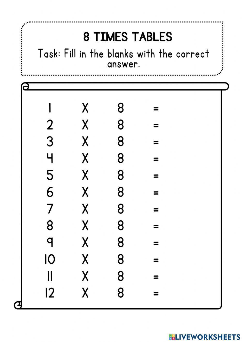 8 Times Tables