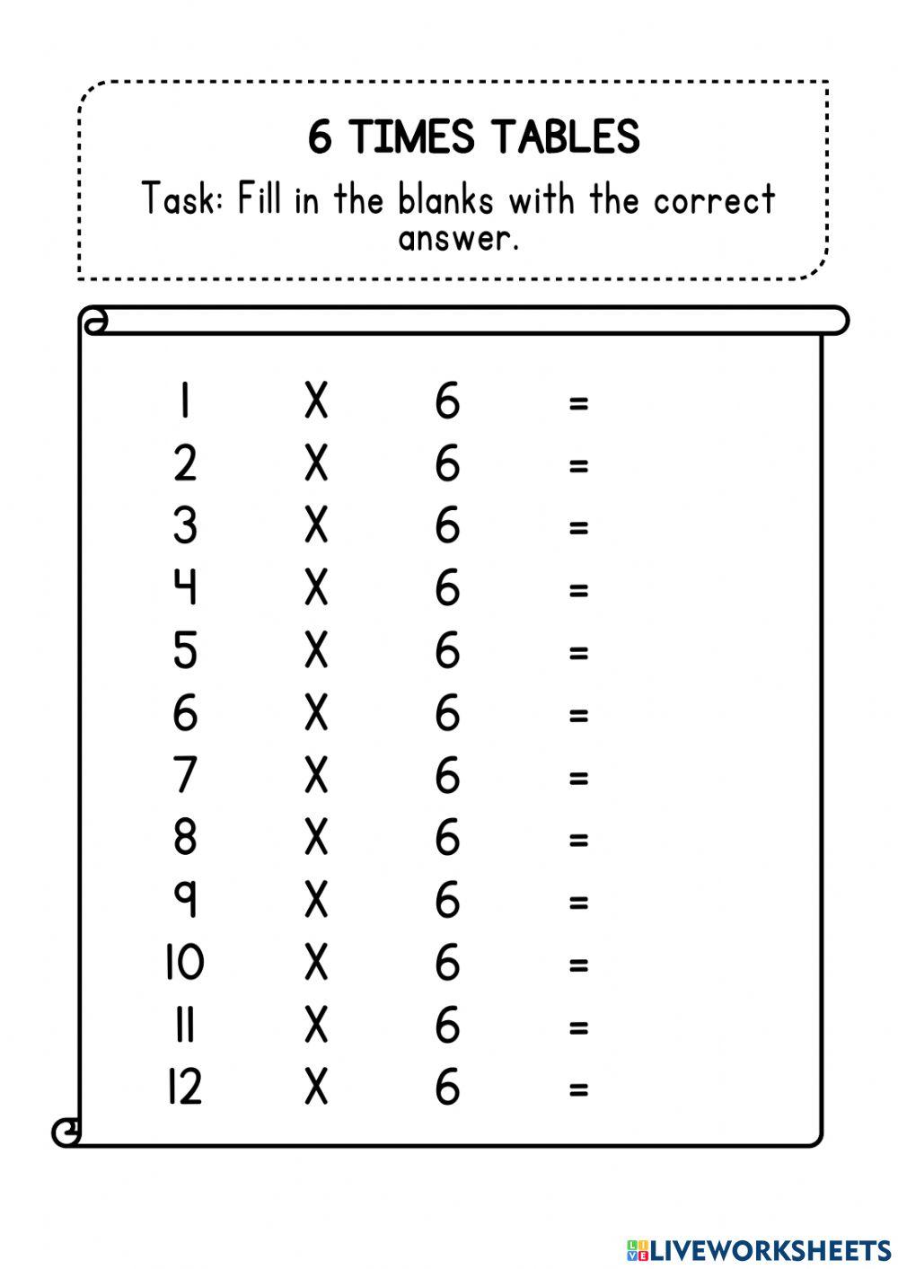 6 Times Tables