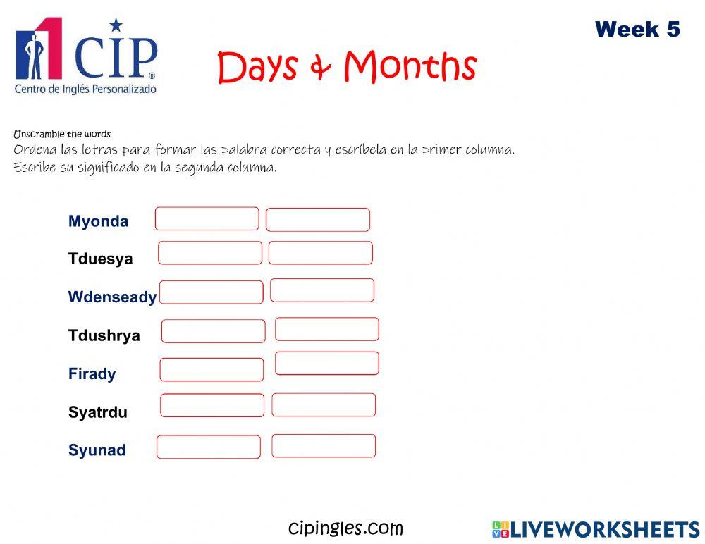 Verbs and months Week 5