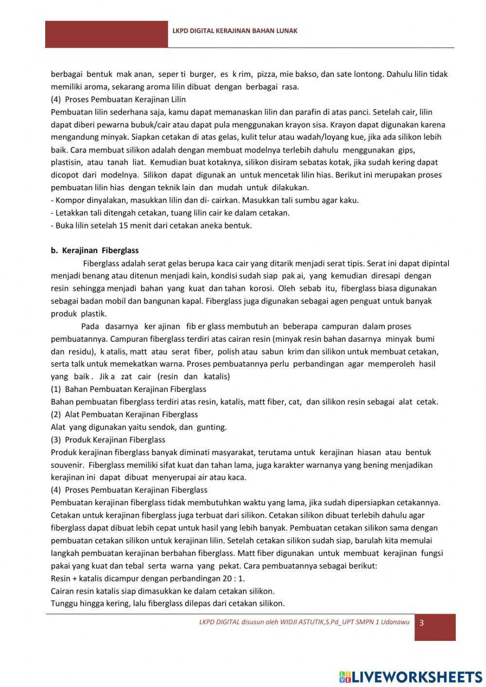 Lkpd kerajinan BAHAN LUNAK
