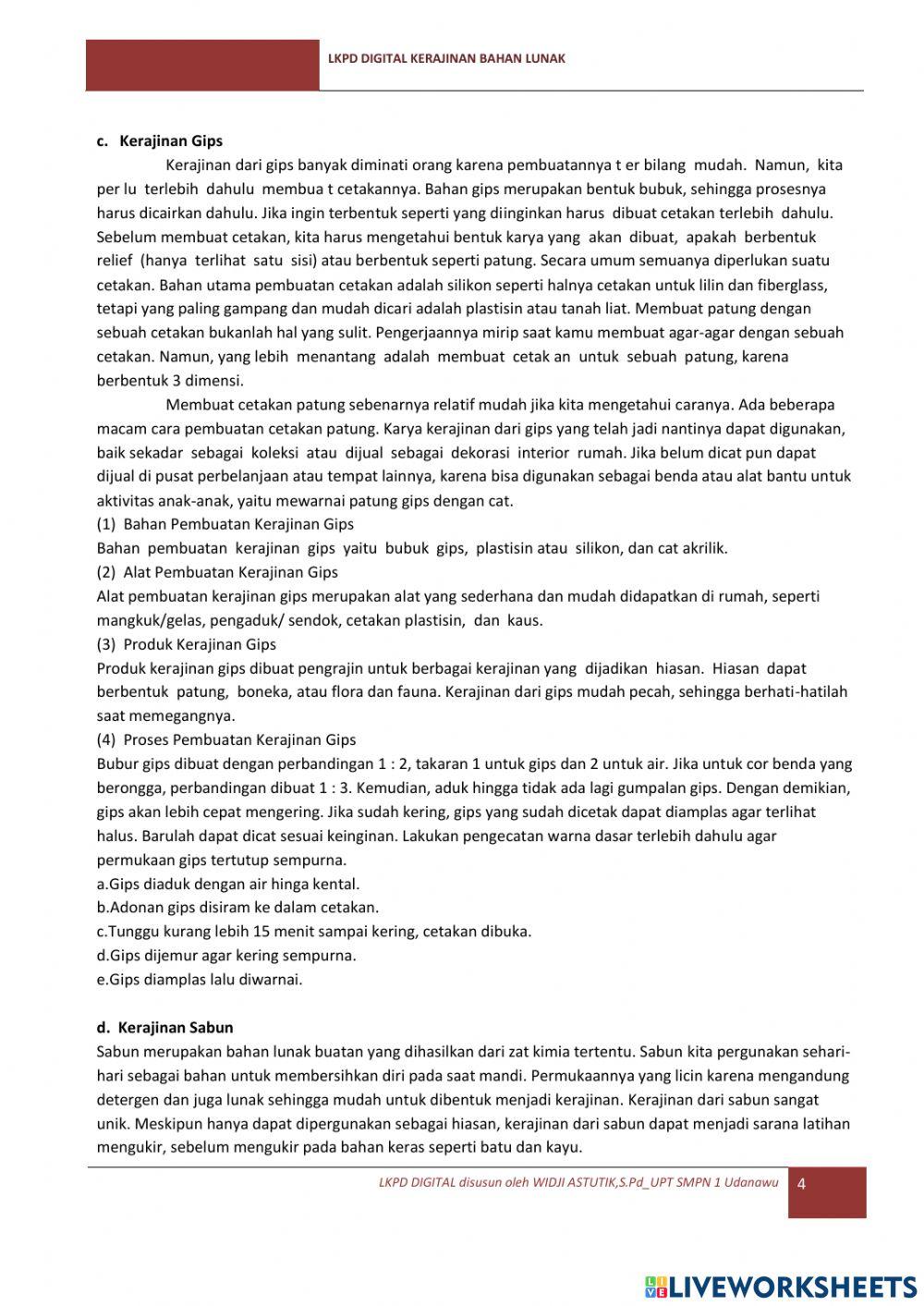 Lkpd kerajinan BAHAN LUNAK