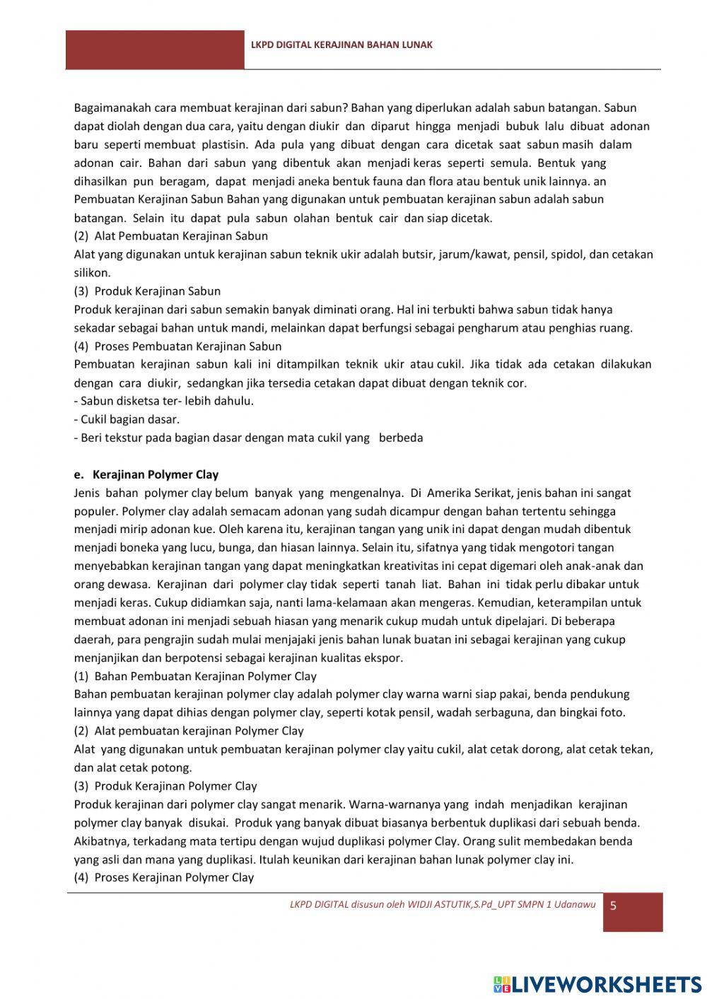 Lkpd kerajinan BAHAN LUNAK