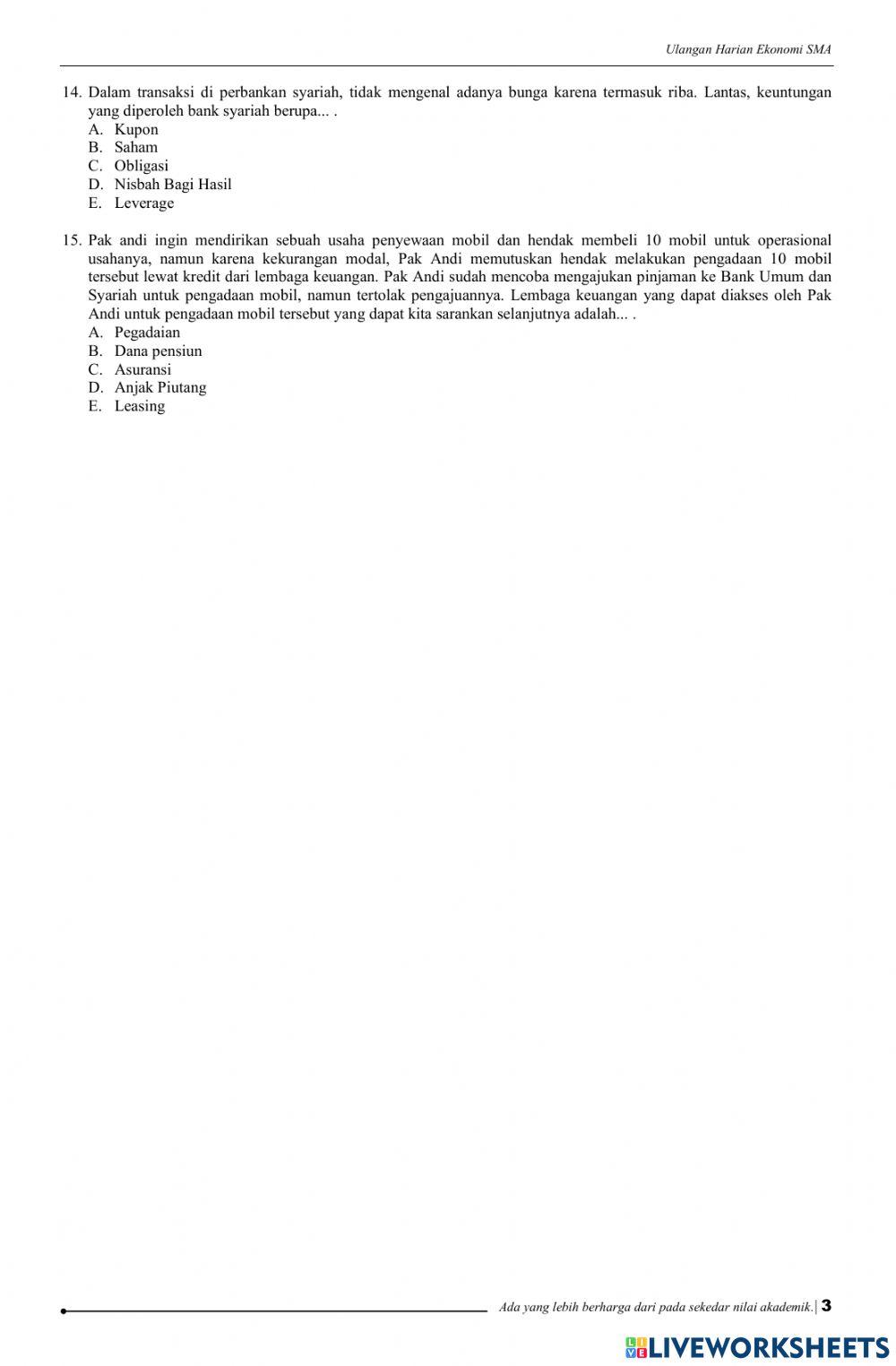 UH Bank dan Lembaga Keungan Bukan Bank