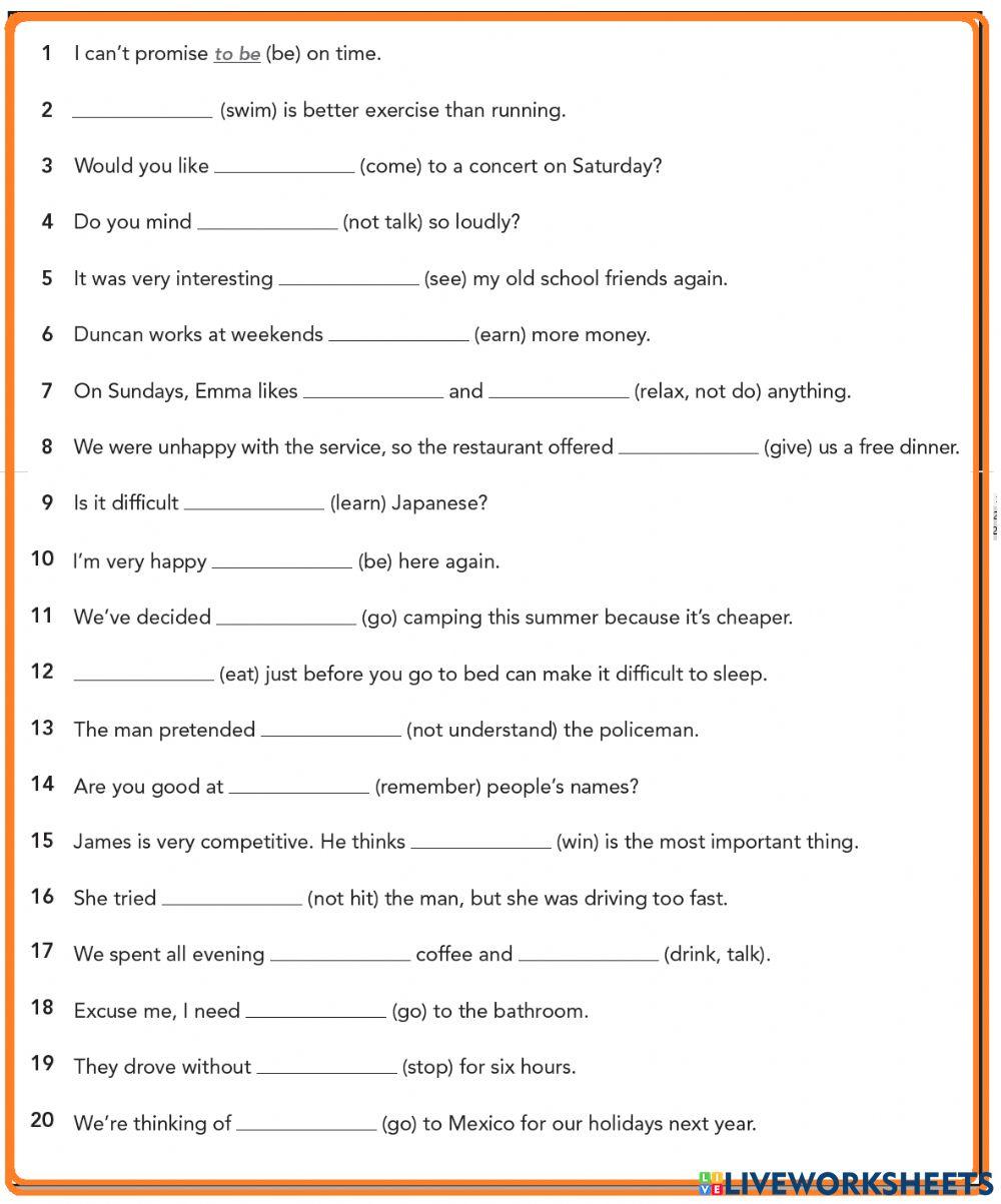 gerunds and infinitives