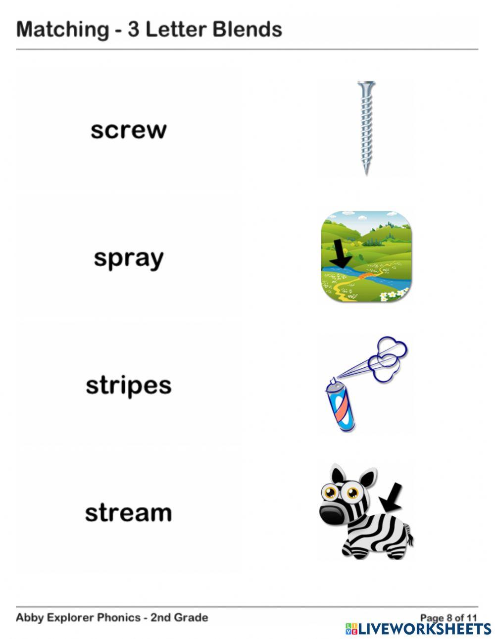 Three-Letter Consonant Blends Vocabulary Practice