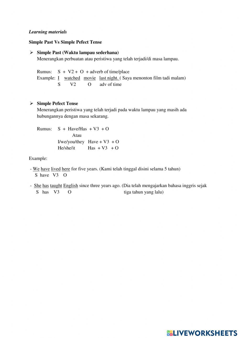 Simple past & simple perfect