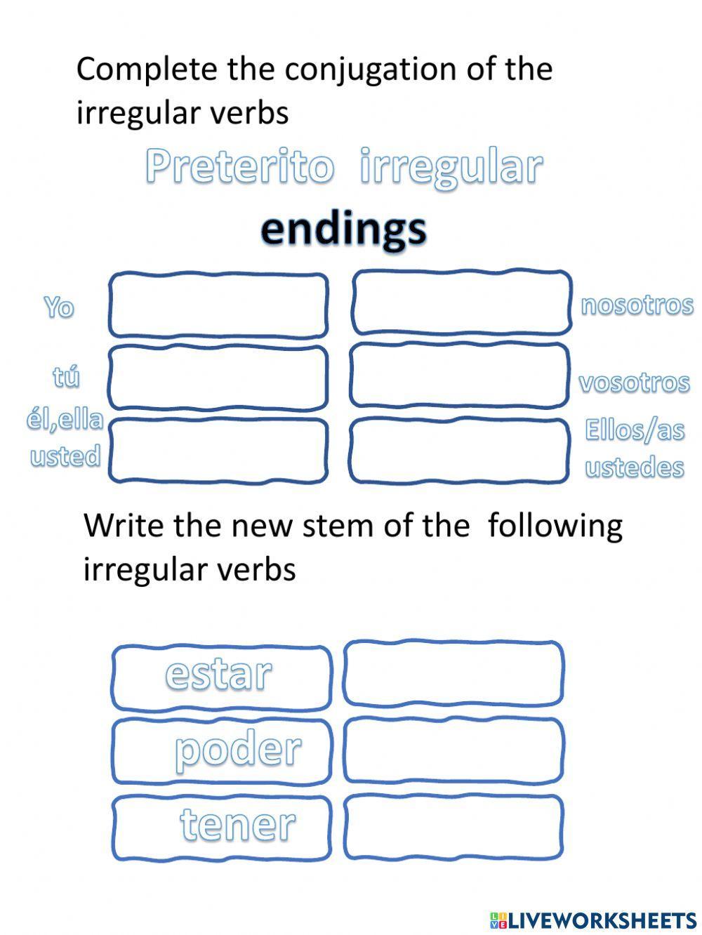Preterito irregular endings