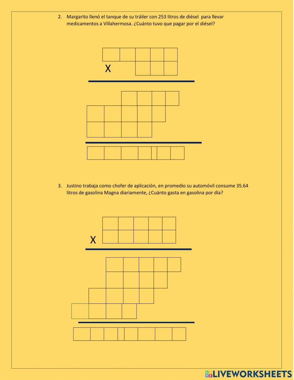 Multiplicación con decimales